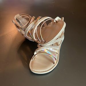 Little Girls shinny Rose Gold Strappy Sandals Size 10